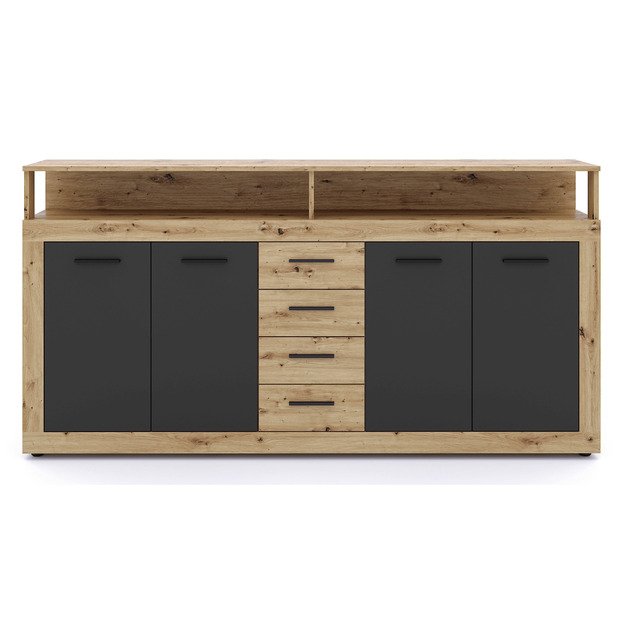 Blago BLAGO komoda su keturiomis durimis, 190 cm, ąžuolo spalvos / juodos spalvos, moderni lofto stiliaus 3