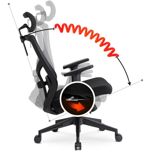 Bento BENTO ergonomiška pasukama biuro kėdė, juoda, moderni 15