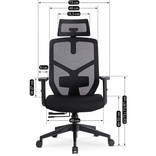 Bento BENTO ergonomiška pasukama biuro kėdė, juoda, moderni 17