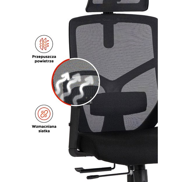 Bento BENTO ergonomiška pasukama biuro kėdė, juoda, moderni 13