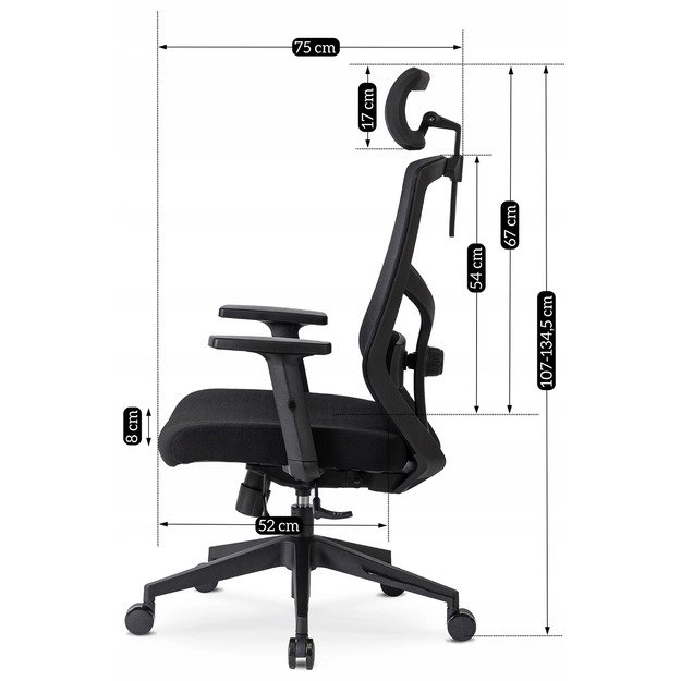 Bento BENTO ergonomiška pasukama biuro kėdė, juoda, moderni 18