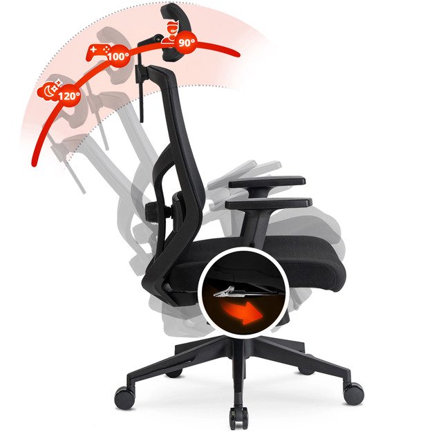 Bento BENTO ergonomiška pasukama biuro kėdė, juoda, moderni 16