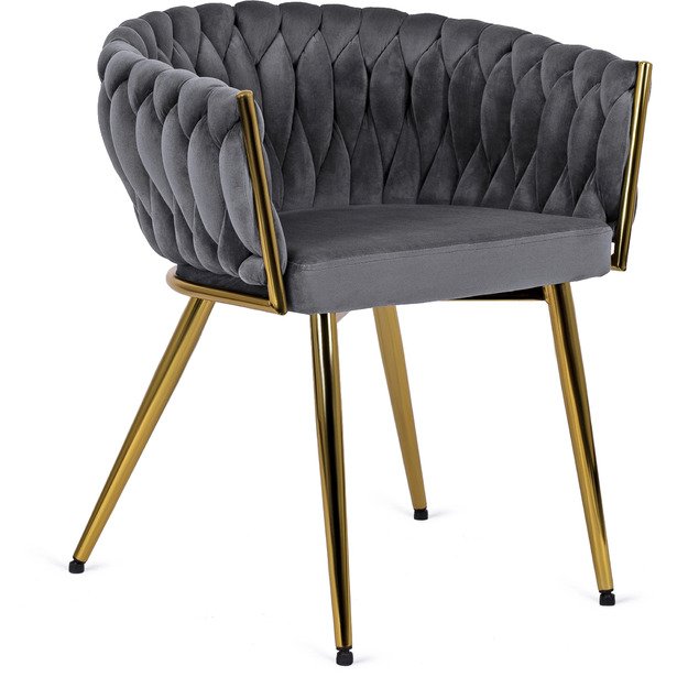 CAPRI pilkas aksominis apmuštas austas svetainės krėslas tualetiniam staliukui, modernus žavesys