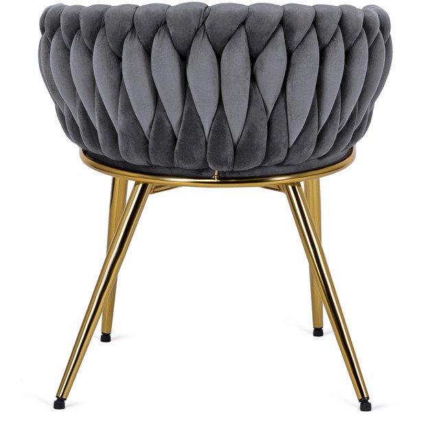 CAPRI pilkas aksominis apmuštas austas svetainės krėslas tualetiniam staliukui, modernus žavesys 13