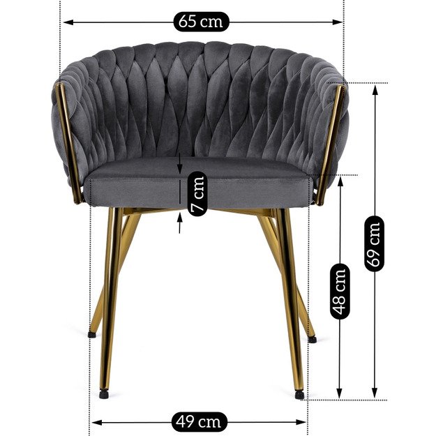 CAPRI pilkas aksominis apmuštas austas svetainės krėslas tualetiniam staliukui, modernus žavesys 14