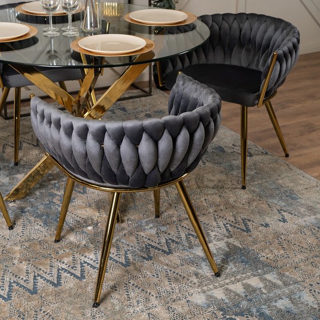 CAPRI pilkas aksominis apmuštas austas svetainės krėslas tualetiniam staliukui, modernus žavesys 7