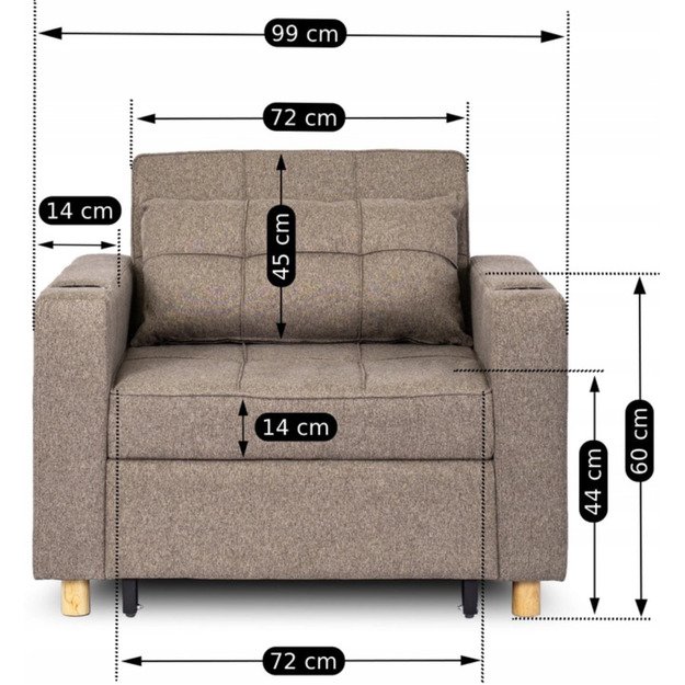 Soloras SOLOR atlošiamas amerikietiškas fotelis, smėlio spalvos, modernus  11