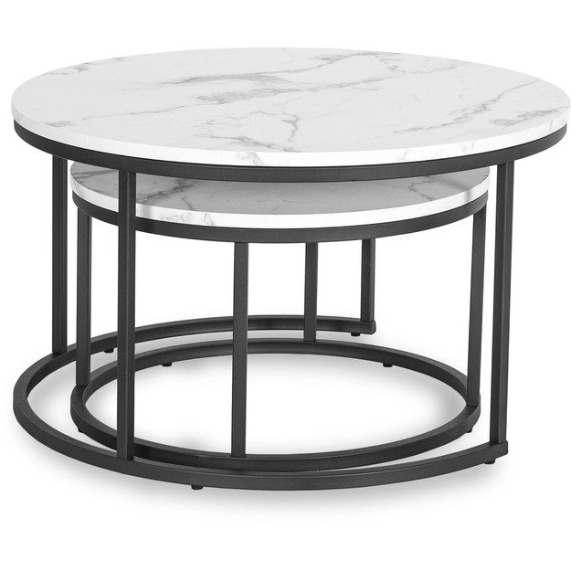 Dafnė Maks DAFNE MAX kavos staliukų komplektas, 60 cm/80 cm, baltas marmuras, modernus žavesys 9