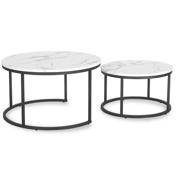 Dafnė Maks DAFNE MAX kavos staliukų komplektas, 60 cm/80 cm, baltas marmuras, modernus žavesys 7