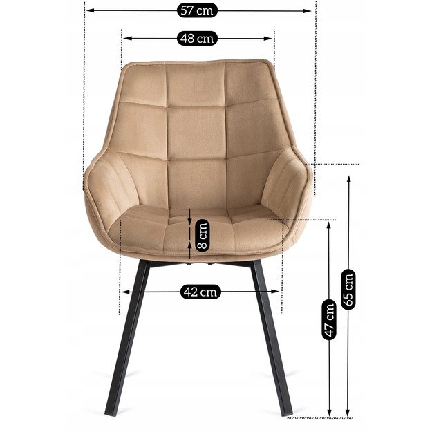 Švytėjimas Minkštas besisukantis svetainės krėslas LUNA, smėlio spalvos, aksominis, modernus loftas 10