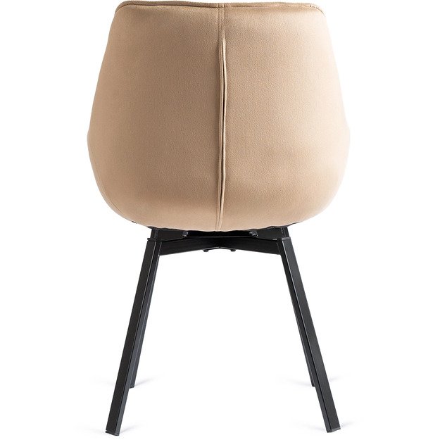 Švytėjimas Minkštas besisukantis svetainės krėslas LUNA, smėlio spalvos, aksominis, modernus loftas 11