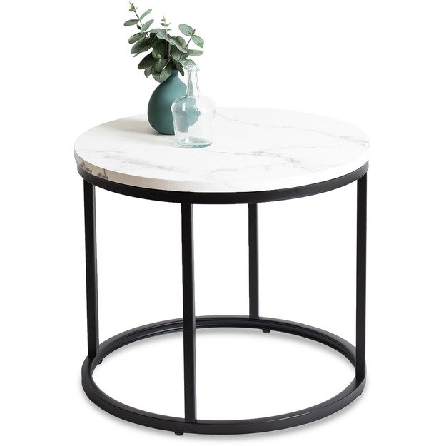 Konis CONNY kavos staliukas, 53 cm, baltas marmuras/juodas, modernus žavesys  5