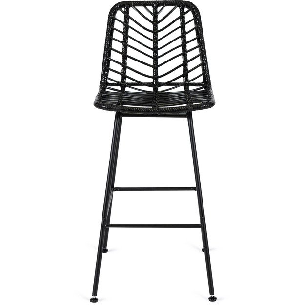 Džeris JERRY sodo taburetė, rotango, baro kėdė, juoda, bohemiško stiliaus 2