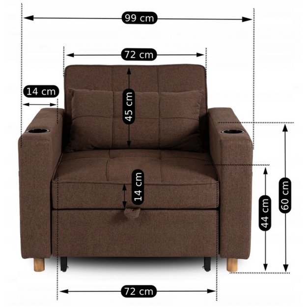 Soloras SOLOR atlošiamas amerikietiško stiliaus rudas modernus miegamasis fotelis 13