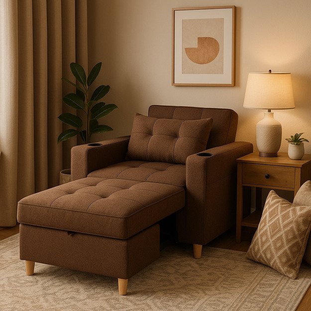 Soloras SOLOR atlošiamas amerikietiško stiliaus rudas modernus miegamasis fotelis 2