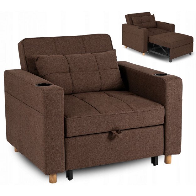 Soloras SOLOR atlošiamas amerikietiško stiliaus rudas modernus miegamasis fotelis