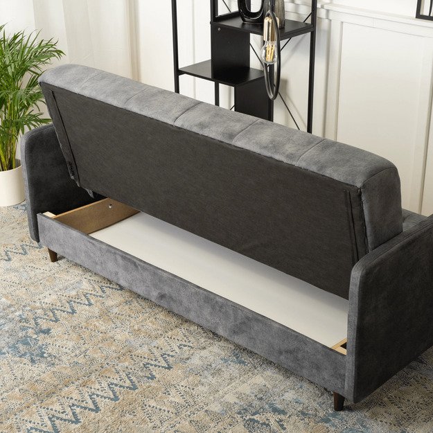 Tivoli TIVOLI sofa su miegojimo funkcija, dvivietė transformuojama sofa, pilkas aksomas, moderni svetainė 3