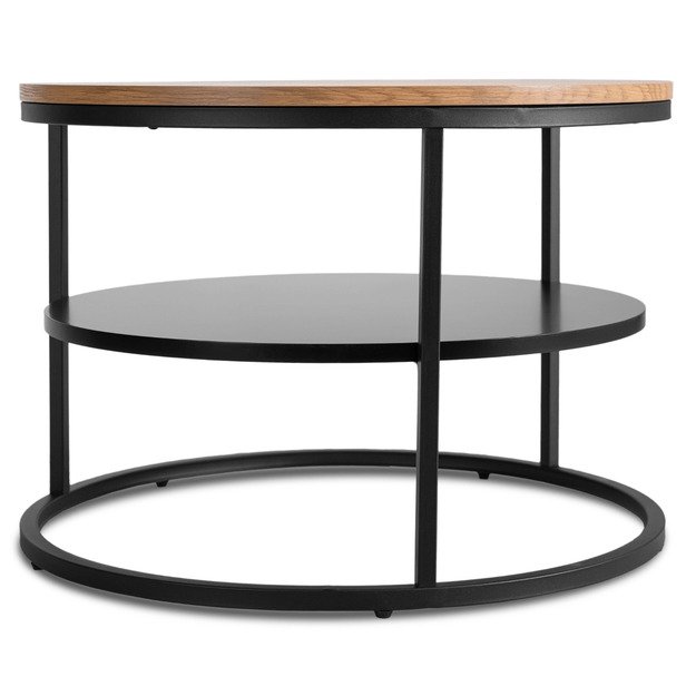 Geriausias BEST kavos staliukas su lentyna, 70 cm, ąžuolo/juodos spalvos, lofto stiliaus 2