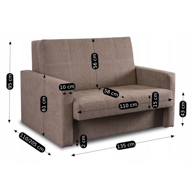 2 dviviečių miegojimo fotelių komplektas MILAN 2, smėlio spalvos 10