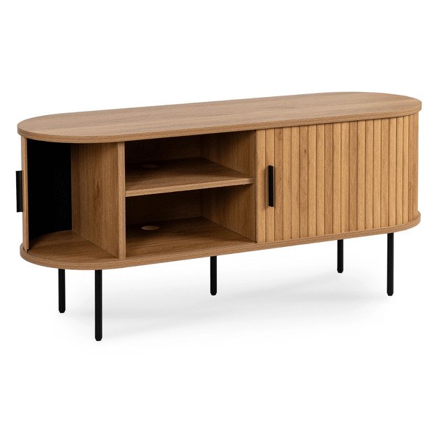 Rtv ir Trish TRISH dviejų durų televizoriaus spintelė svetainei, 120 cm, ąžuolo raštas, modernus 4