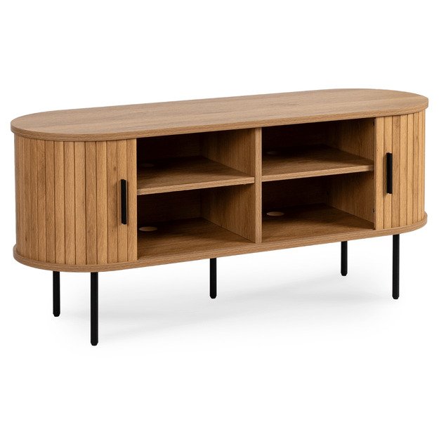 Rtv ir Trish TRISH dviejų durų televizoriaus spintelė svetainei, 120 cm, ąžuolo raštas, modernus 3