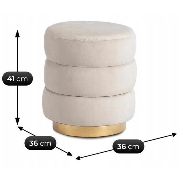 Aura Minkštas pufas AURA, kreminės spalvos, modernus 5