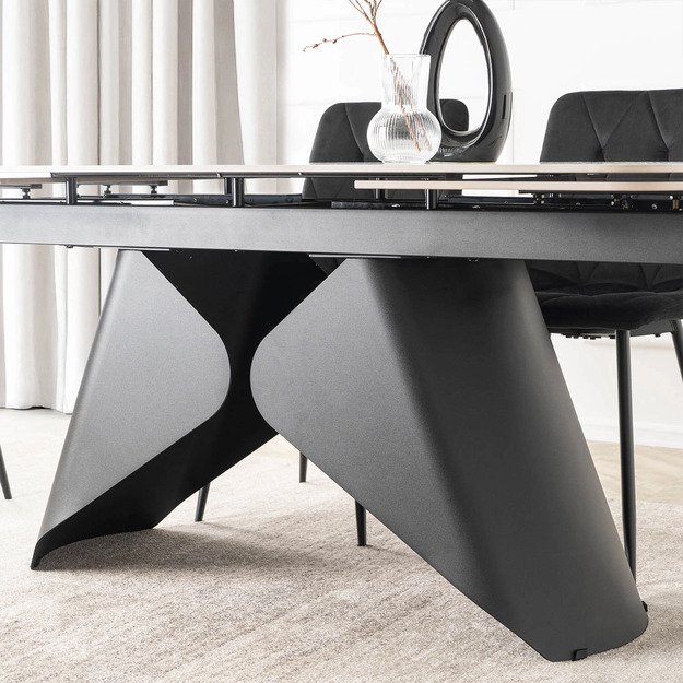 Verona VERONA stačiakampis ištraukiamas stalas, 160–240 cm, keramika, baltas marmuras/juoda, modernus 8