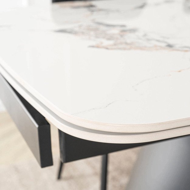 Verona VERONA stačiakampis ištraukiamas stalas, 160–240 cm, keramika, baltas marmuras/juoda, modernus 5