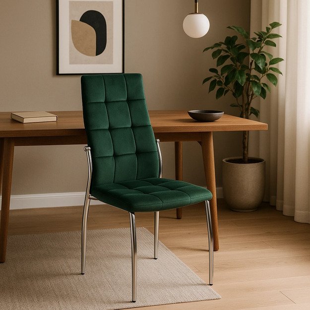 MOLLY tamsiai žalia aksominė kėdė 1