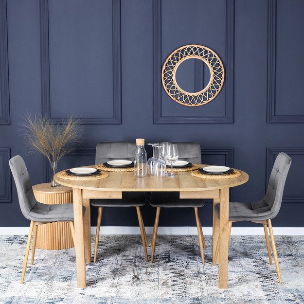 Fredis FREDY apmuštas valgomojo krėslas, pilkas, aksomas, modernus loftas 2