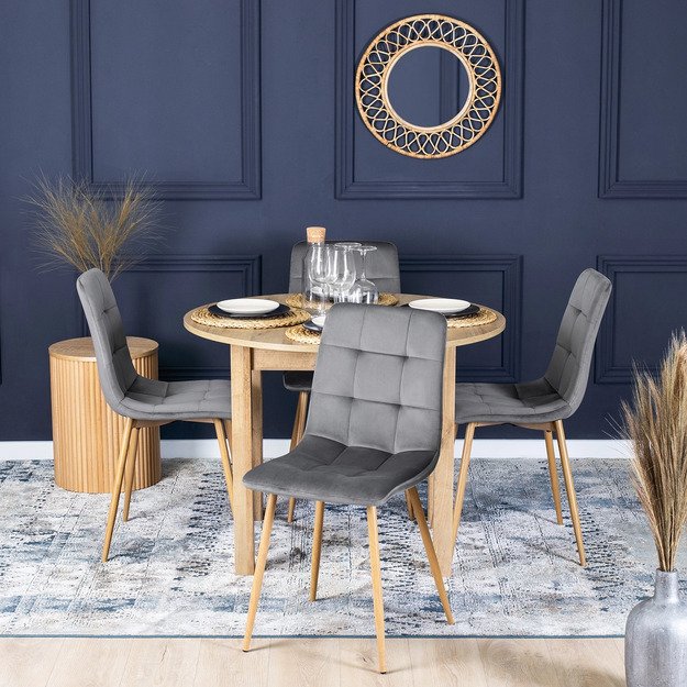 Fredis FREDY apmuštas valgomojo krėslas, pilkas, aksomas, modernus loftas 1