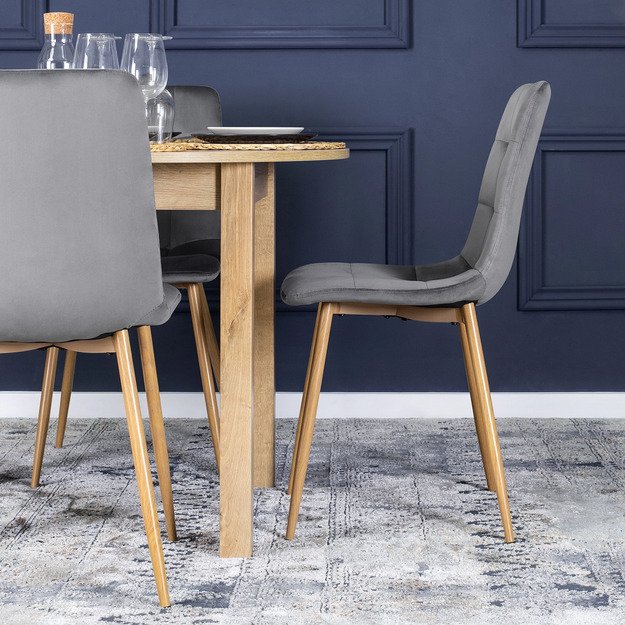 Fredis FREDY apmuštas valgomojo krėslas, pilkas, aksomas, modernus loftas 4