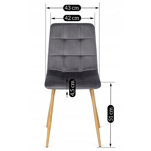 Fredis FREDY apmuštas valgomojo krėslas, pilkas, aksomas, modernus loftas 9