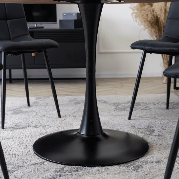 Lino LINO apvalus stalas, 100 cm, kaimiško ąžuolo/juodos spalvos, modernus loftas 4