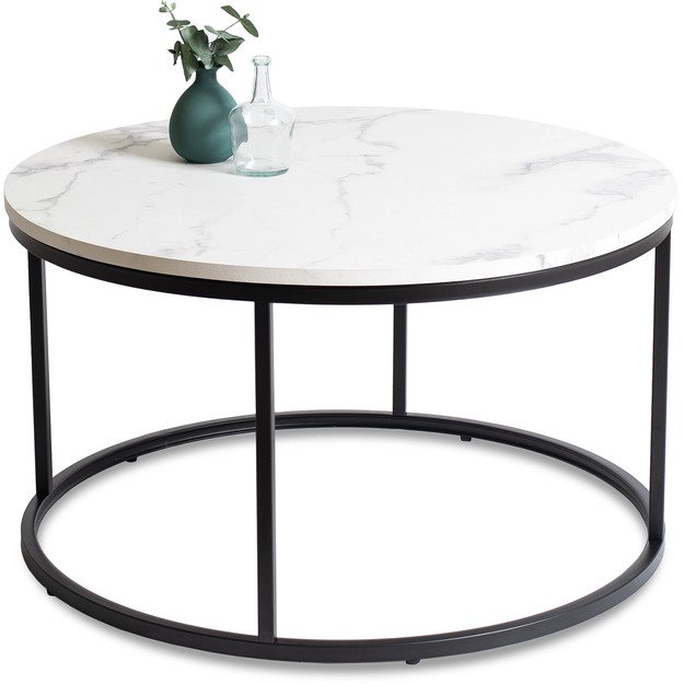 Conny Max CONNY MAX kavos staliukas, 80 cm, baltas marmuras/juodas, modernus žavesys 5