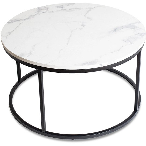 Conny Max CONNY MAX kavos staliukas, 80 cm, baltas marmuras/juodas, modernus žavesys 6