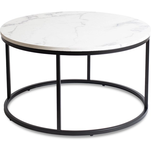 Conny Max CONNY MAX kavos staliukas, 80 cm, baltas marmuras/juodas, modernus žavesys 4