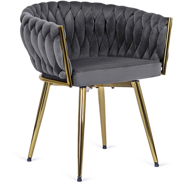 Rubi RUBI apmuštas besisukantis valgomojo krėslas pilko aksomo imitacijos tualetiniam staliukui, modernaus žavesio 5