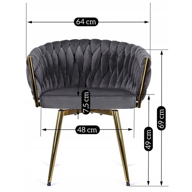 Rubi RUBI apmuštas besisukantis valgomojo krėslas pilko aksomo imitacijos tualetiniam staliukui, modernaus žavesio 9