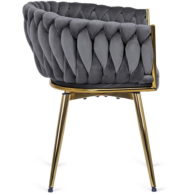 Rubi RUBI apmuštas besisukantis valgomojo krėslas pilko aksomo imitacijos tualetiniam staliukui, modernaus žavesio 7