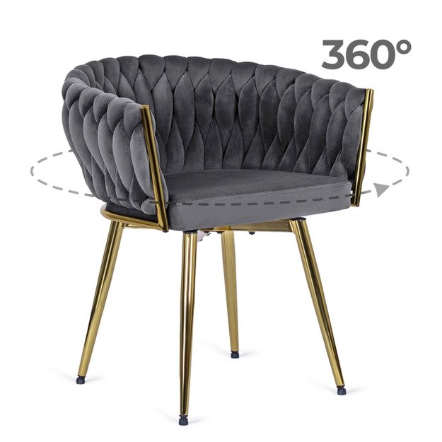 Rubi RUBI apmuštas besisukantis valgomojo krėslas pilko aksomo imitacijos tualetiniam staliukui, modernaus žavesio 1