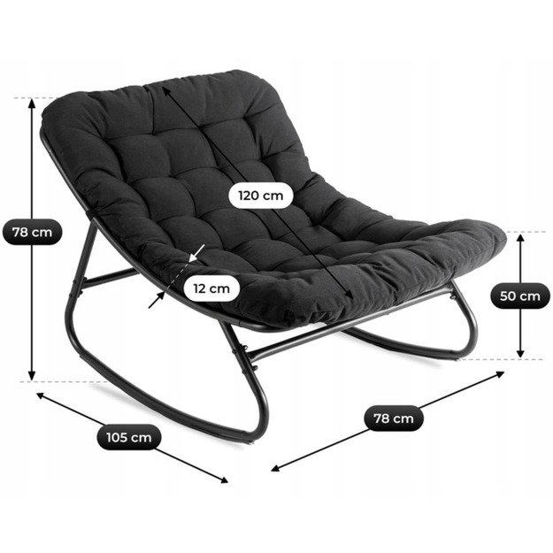 Aurora AURORA sodo supamoji kėdė su rogutėmis, juoda, moderni 8