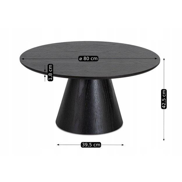 Kasandras Maksas CASSANDER MAX kavos staliukas, 80 cm, juodas, modernus lofto stiliaus 7