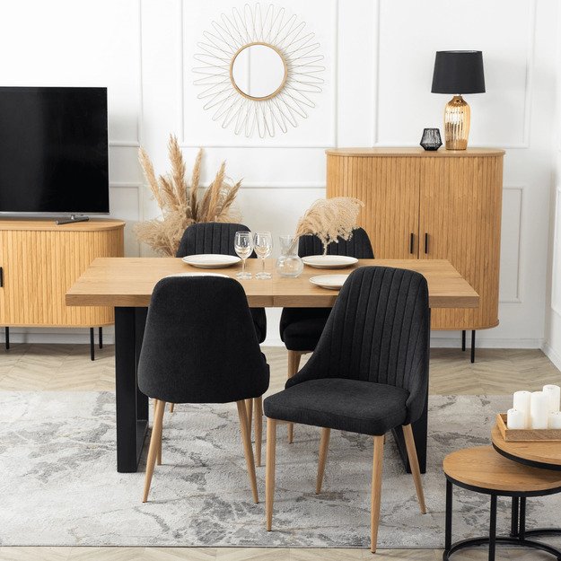 Turinas TORINO apmuštas valgomojo krėslas, juodas, modernus