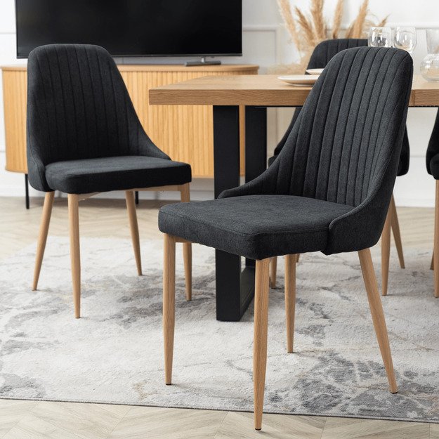 Turinas TORINO apmuštas valgomojo krėslas, juodas, modernus 3