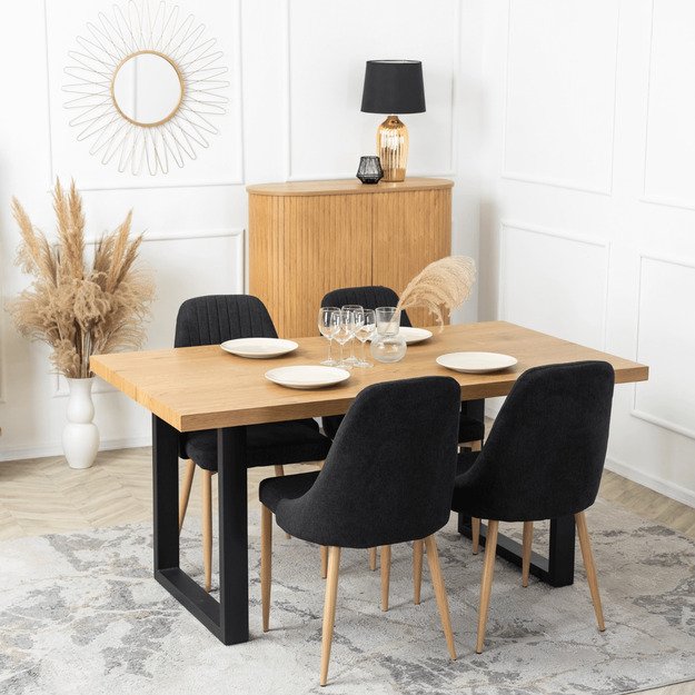 Turinas TORINO apmuštas valgomojo krėslas, juodas, modernus 1