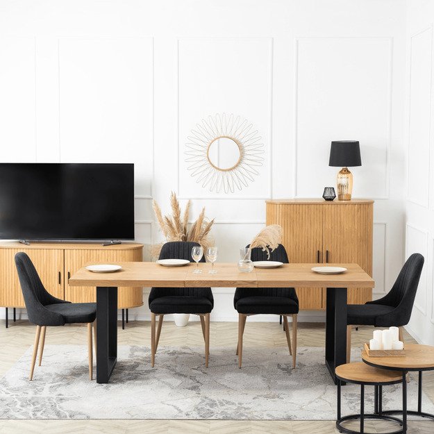 Turinas TORINO apmuštas valgomojo krėslas, juodas, modernus 2