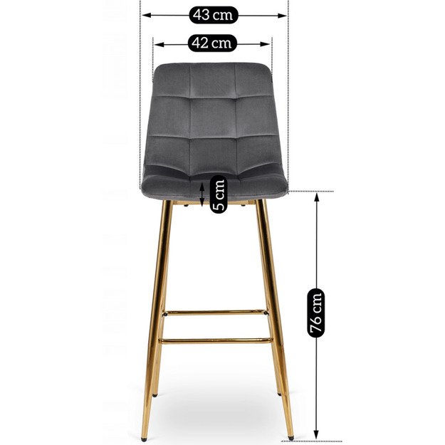 Arielė ARIEL apmuštas baro kėdė, pilkas aksomas, modernus žavesys 6
