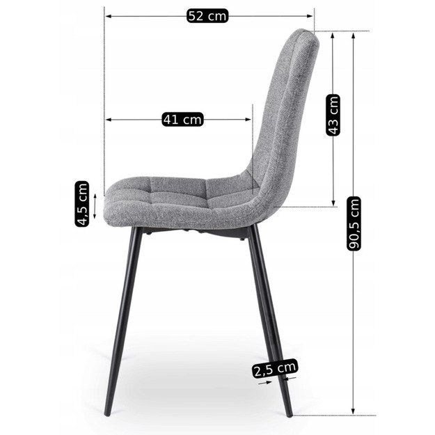 Peru Apmuštas valgomojo krėslas PERU 2, pilkos spalvos, modernus loftas 9