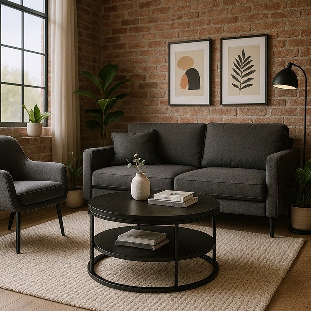 Geriausias BEST kavos staliukas su lentyna, 70 cm, juodas, modernus